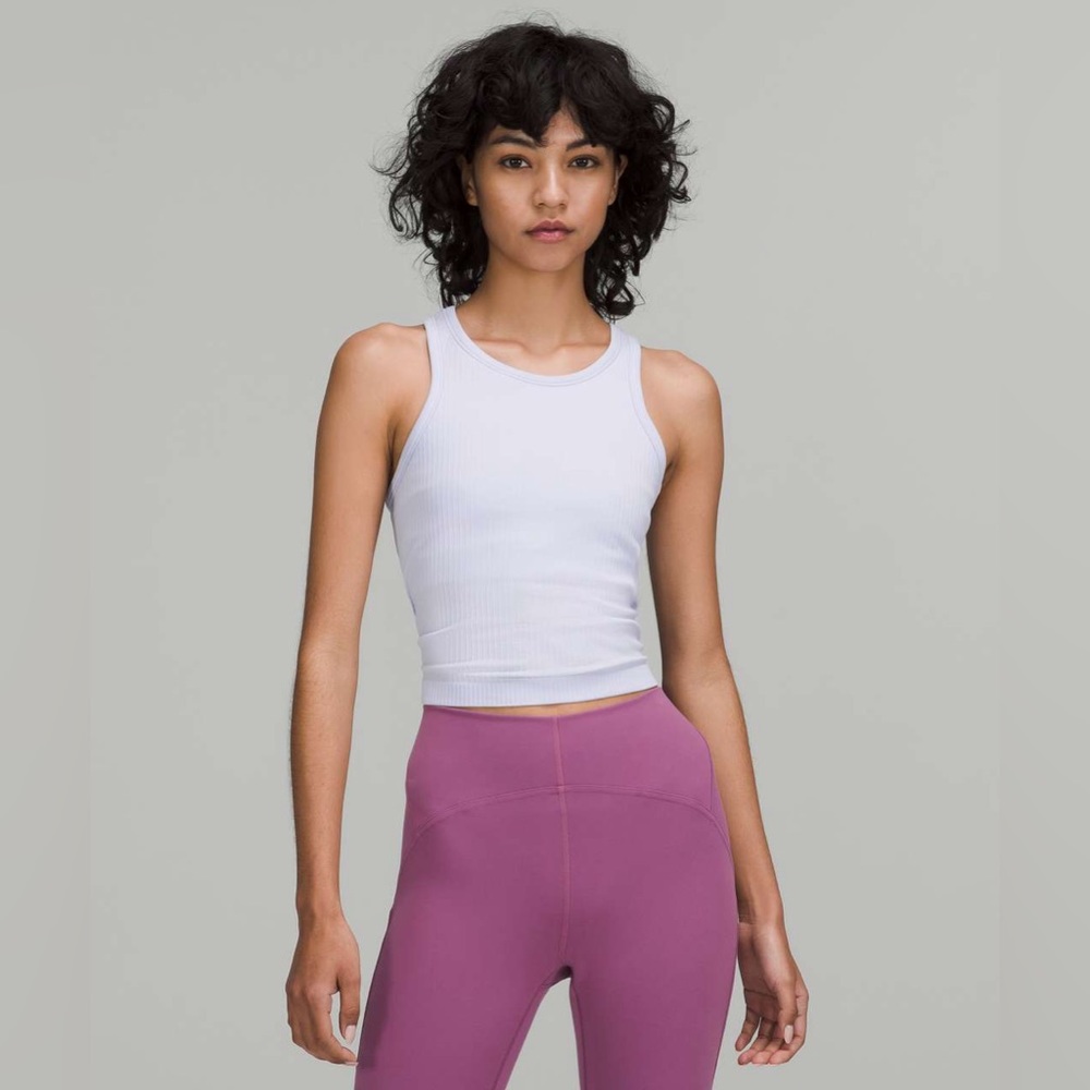 Lululemon Ebb to Street Cropped Racerback Tank Top Size 10 Pastel Blue